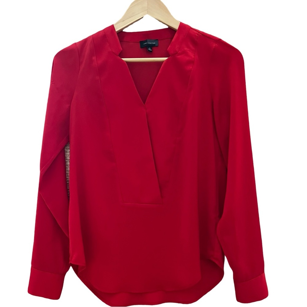 The Limited Red LS Blouse XS